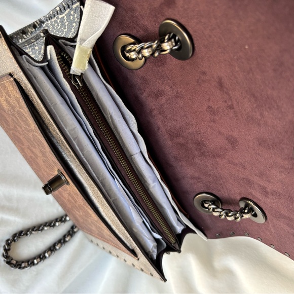 Coach Parker Mixed Media Studded Shoulder Bag 39679 Tea Rose Turnlock - Picture 13 of 16